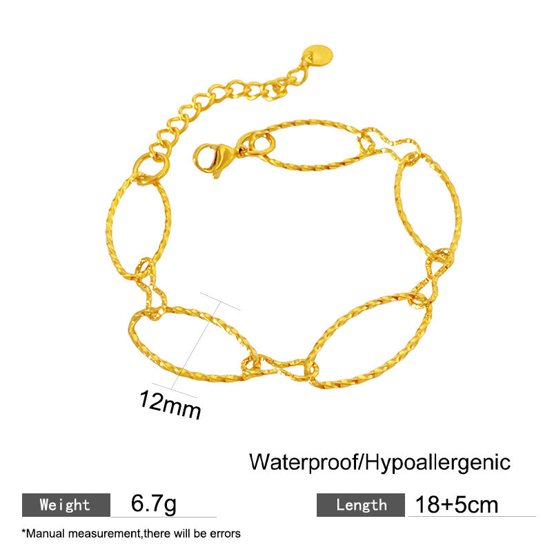 Minimalist Stainless Steel Cable Chain Bracelet with Embossed Pattern Unisex Jewelry