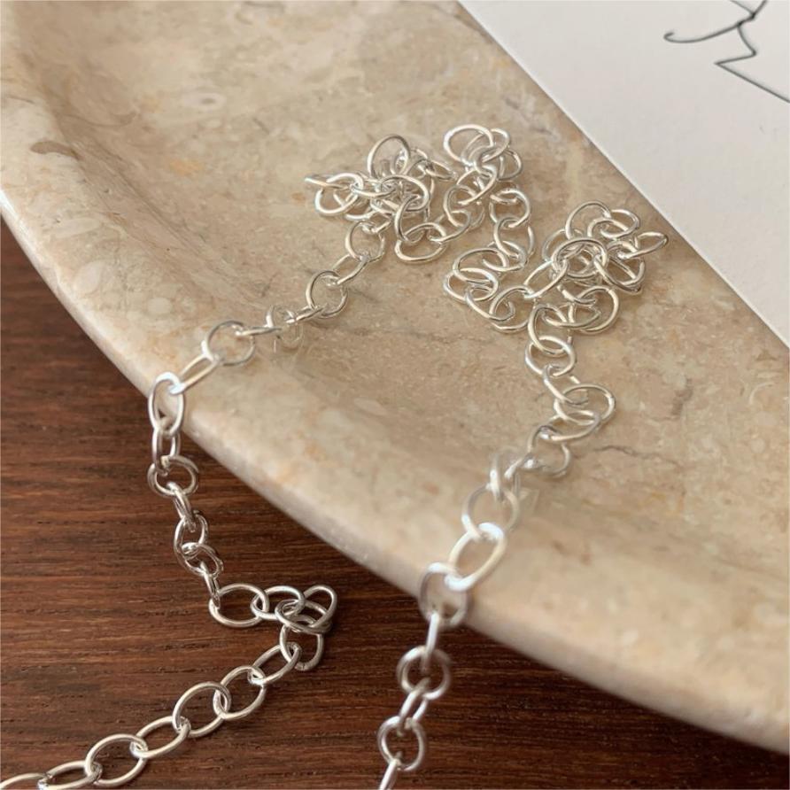 Minimalist Geometric Pendant Necklace in 925 Sterling Silver with O-Link Chain