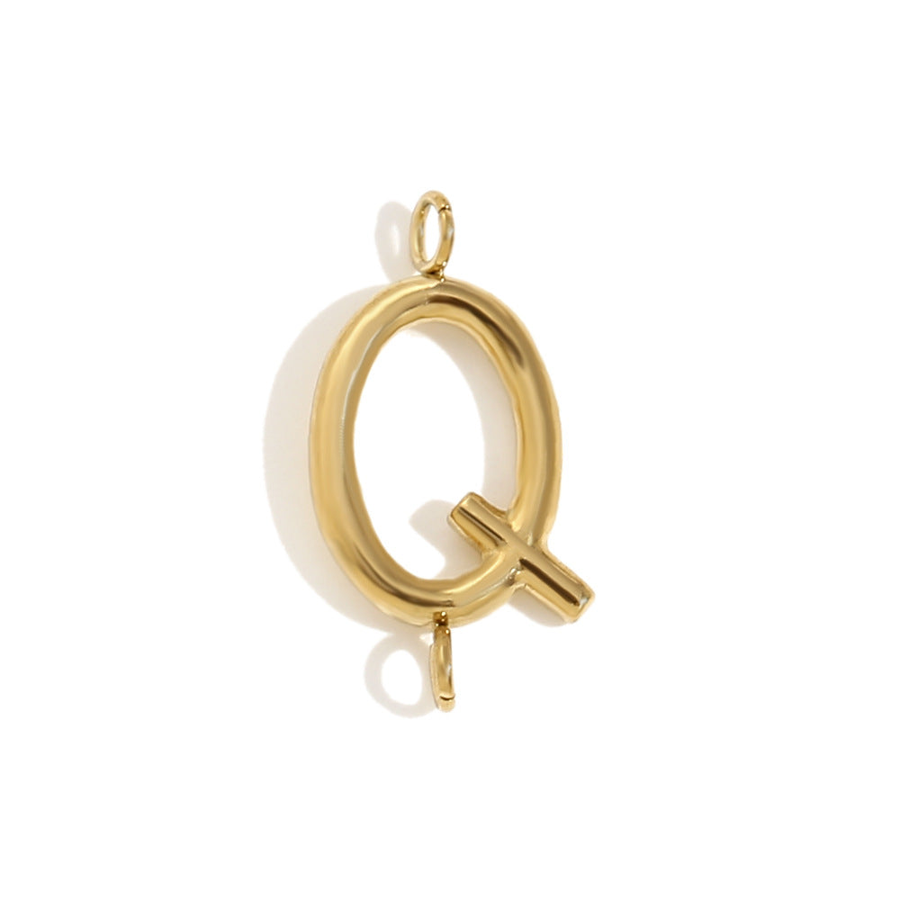 Minimalist 18K Gold Plated Stainless Steel Letter Charm Bar