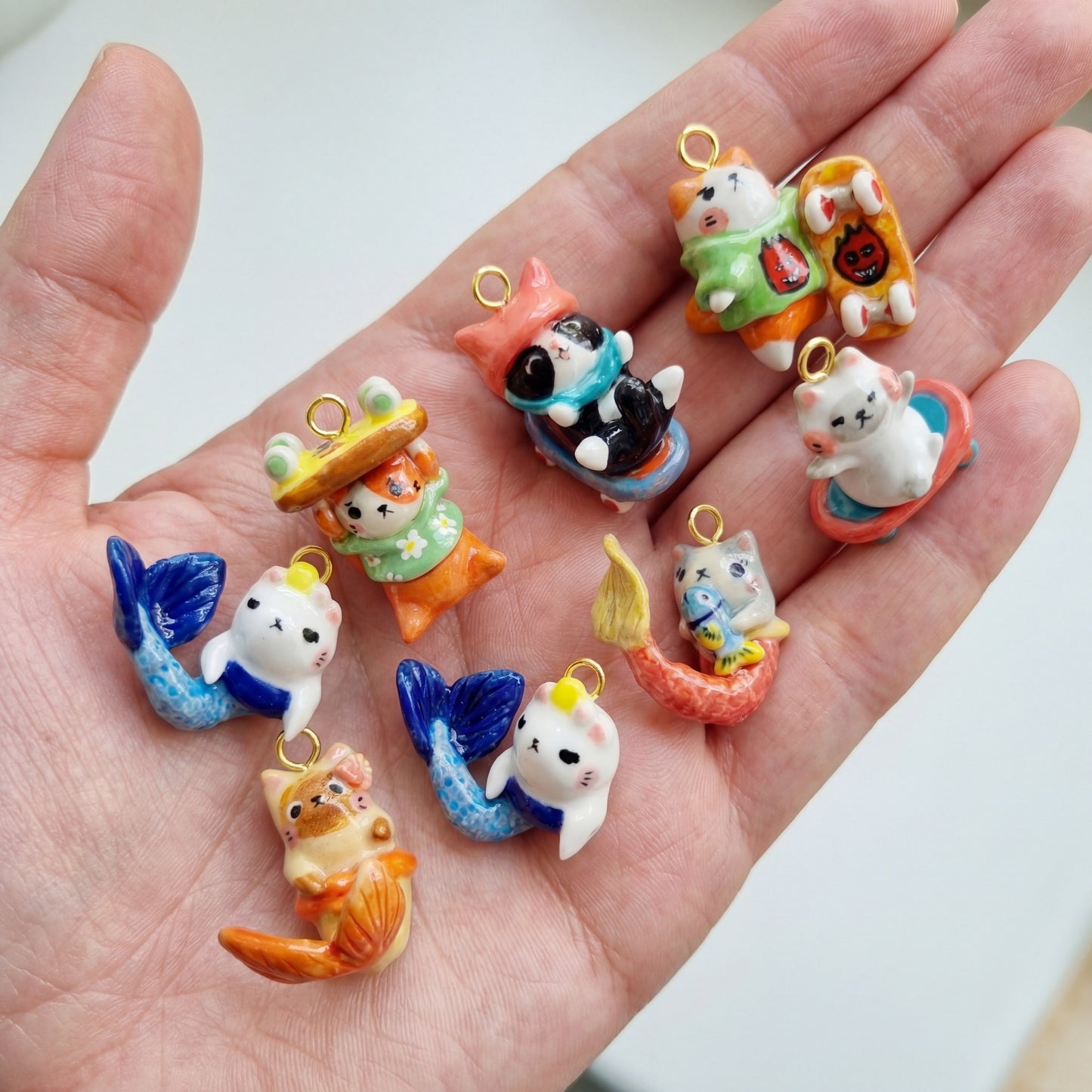 Vintage Cartoon Animal Brass 18K Gold Plated Drip Oil Pendant Charm Bar