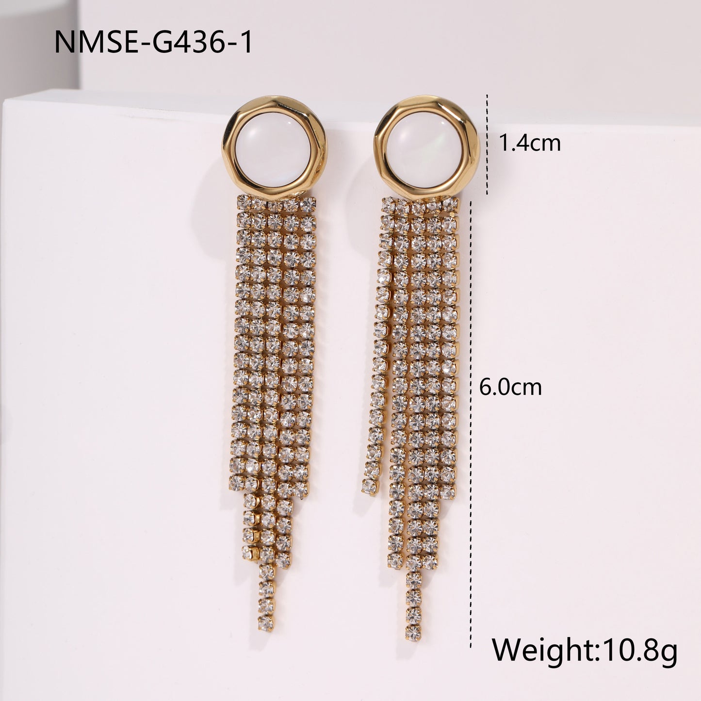 Orecchini alla moda in acciaio inossidabile a forma di cuore e stella con strass e nappe, gioielli di lusso placcati ipoallergenici per donna