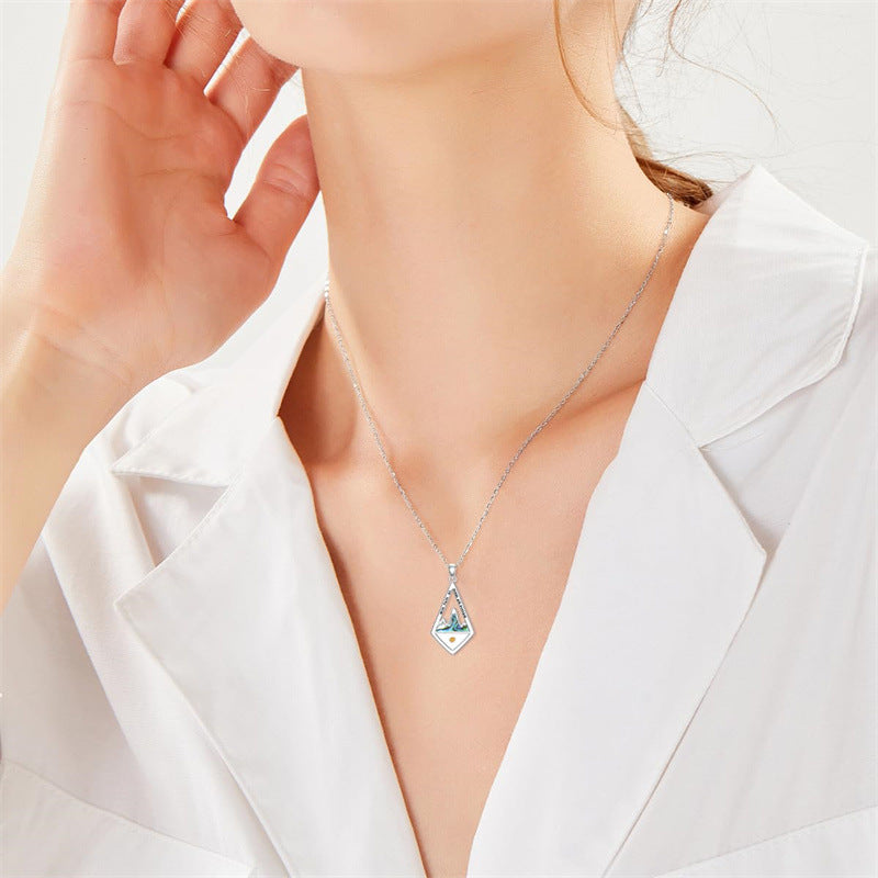 Minimalist Geometric Hill Mustard Seed Faith Necklace in Stainless Steel with Polished Finish