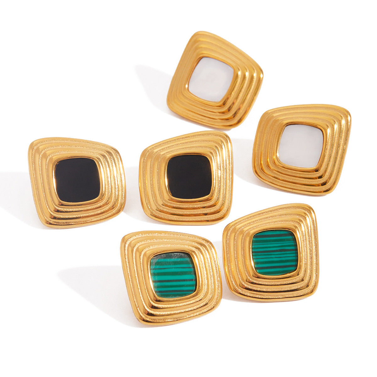 Orecchini a perno geometrici minimalisti in acciaio inossidabile da donna con finitura placcata, anallergici e resistenti allo sbiadimento, gioielli di lusso per le orecchie