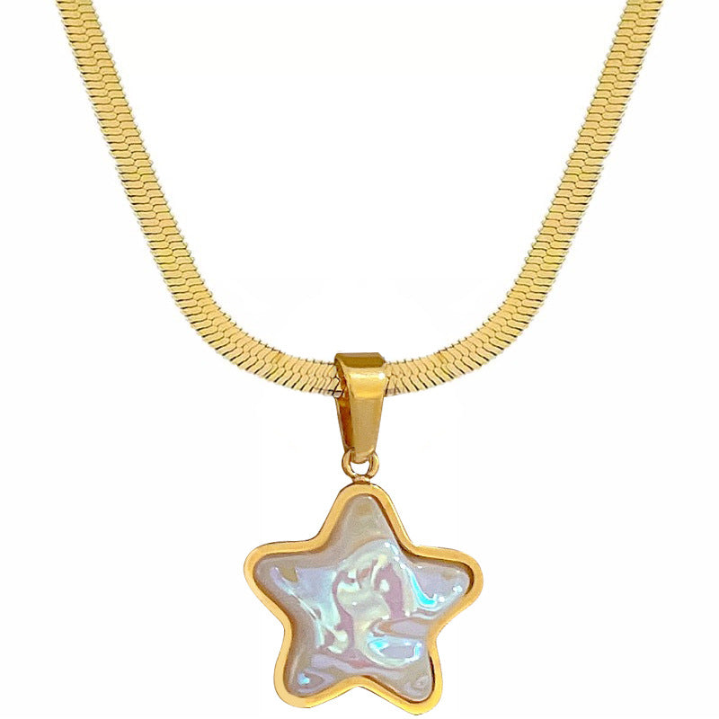 Cartoon Style Star-Shaped Titanium Steel Plated Necklace for Women with Delicate Clavicle Chain Design