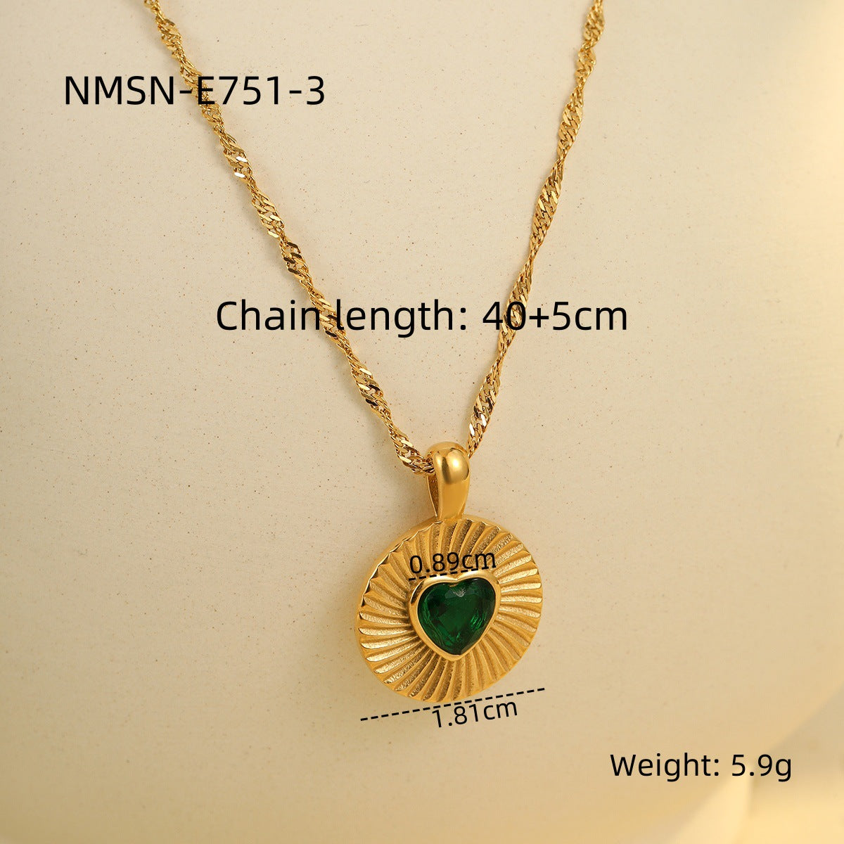 Collar con colgante de corazón de diamantes de imitación de acero inoxidable chapado en oro de 18 quilates para mujer