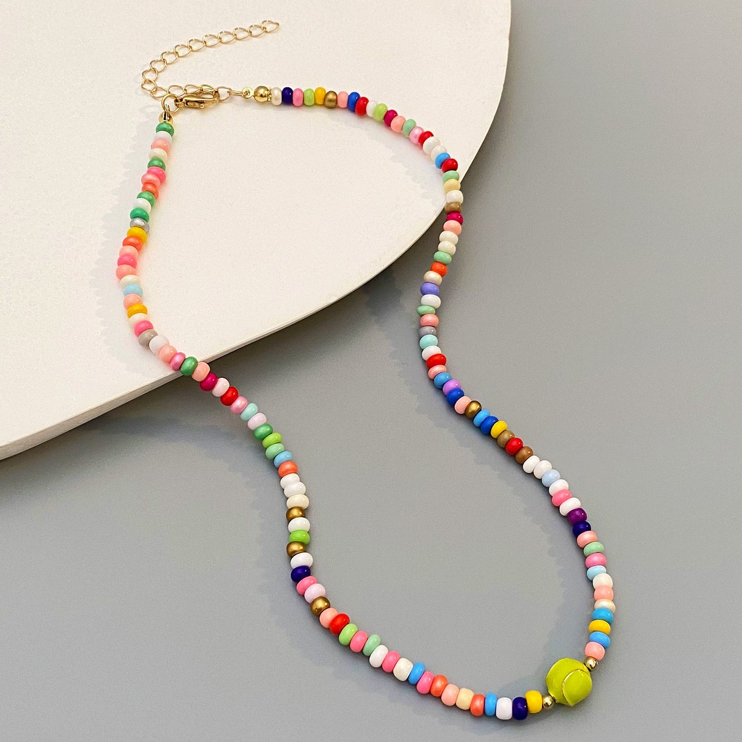 Bohemian Casual Oval Geometric Alloy Ball Chain Necklace for Women