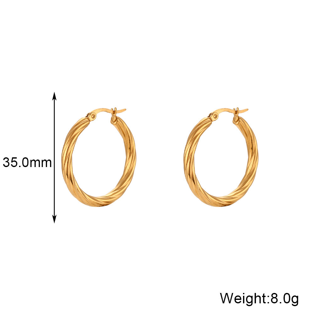 Pendientes de aro con forma de C, de acero inoxidable chapado en oro de 18 quilates, diseño geométrico de lujo minimalista para mujer