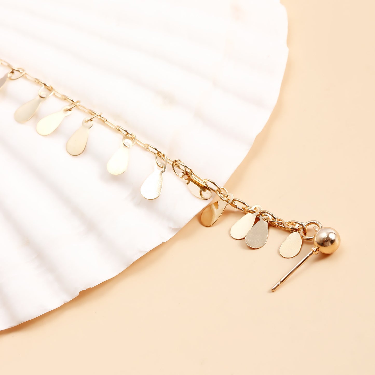 Ethnic Teardrop Geometric Plated Alloy Nose Ring with Tassel for Unisex