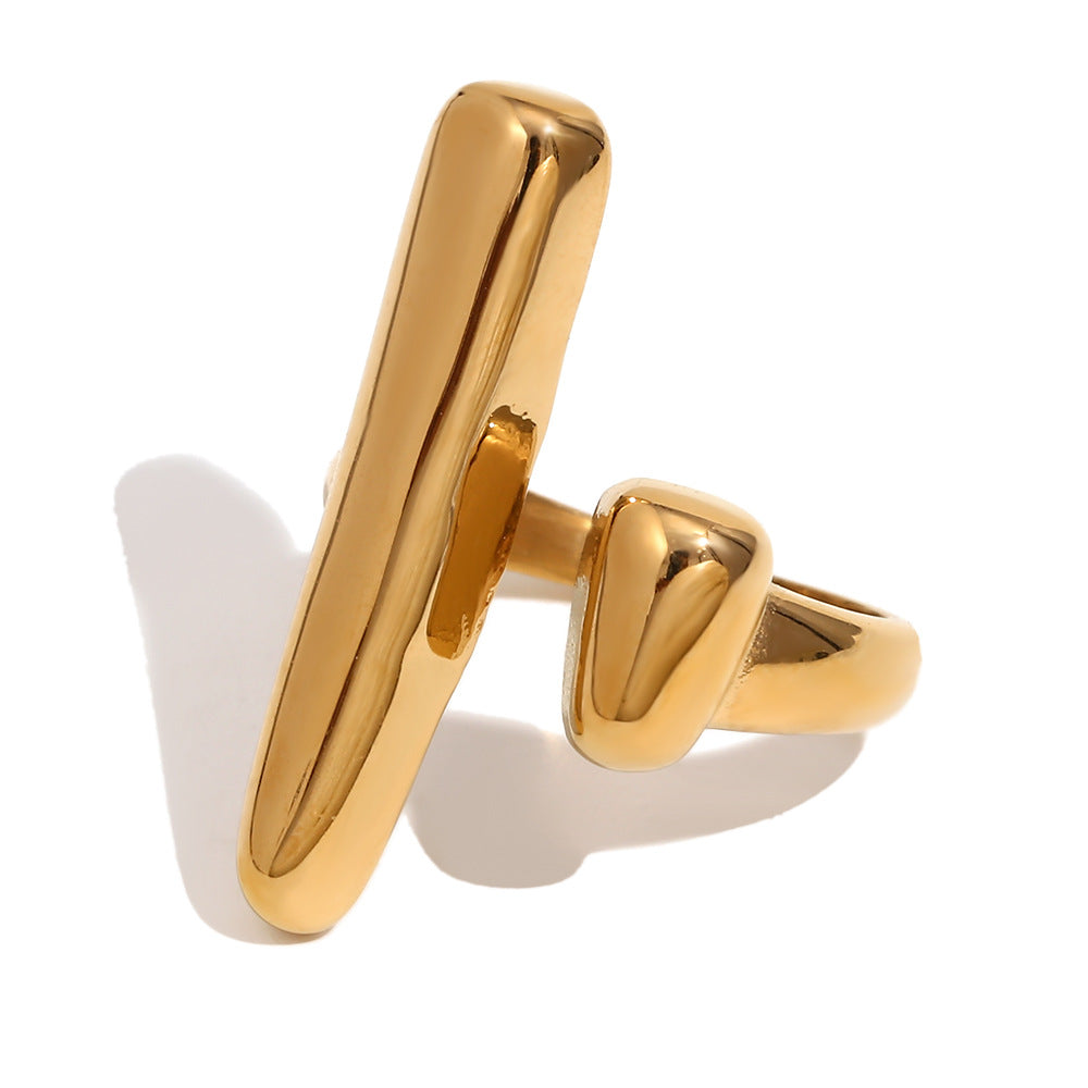 Anello da donna minimalista geometrico in acciaio inossidabile placcato oro 18 carati
