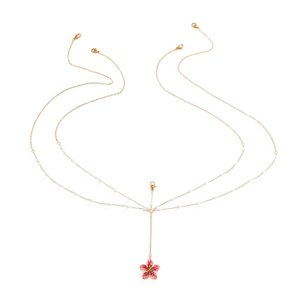 Bohemian Floral Drip Oil Polished Stainless Steel Body Chain for Women