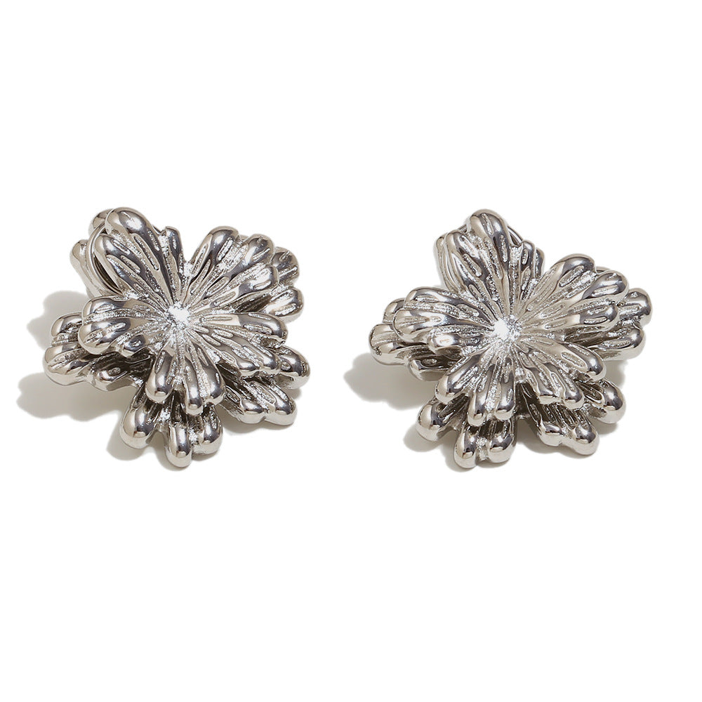 Minimalist Irregular Leaf-Shaped Stainless Steel Earrings with 18K Gold Plating for Women