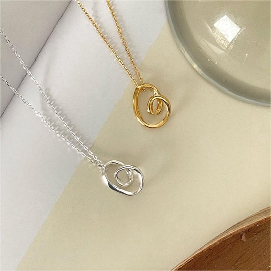 Collar Minimalista con Corazón de Plata Esterlina 925 con Baño de Oro, Delicada Cadena de Eslabones, Estilo Fresco y Dulce