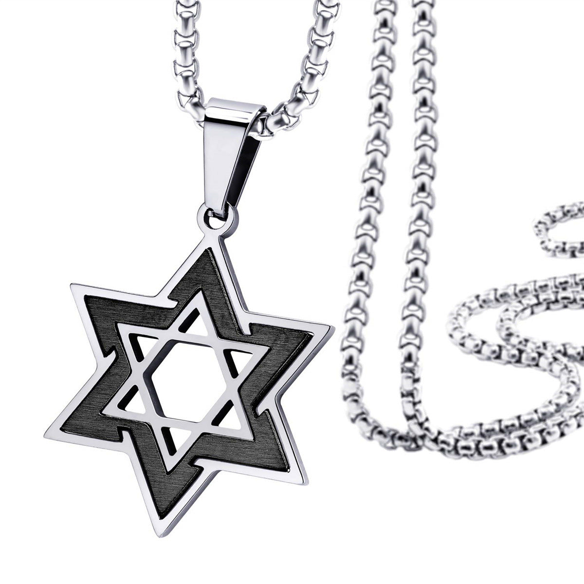 Minimalist Geometric Star Pendant Necklace in Stainless Steel and Titanium Steel with Polished Finish for Unisex Wear