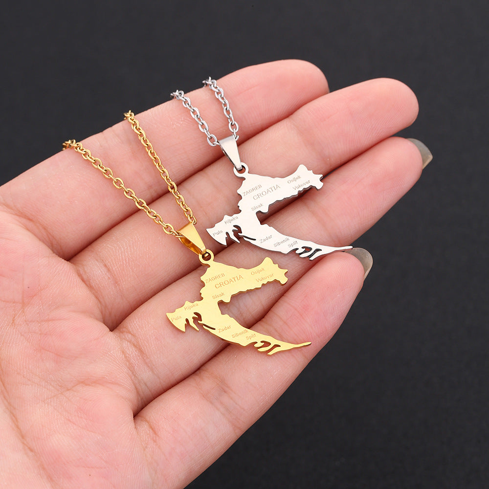 Collana con Pendente Geometrico Minimalista in Acciaio Inossidabile con Ciondolo in Acciaio al Titanio e Finitura Placcata, Unisex