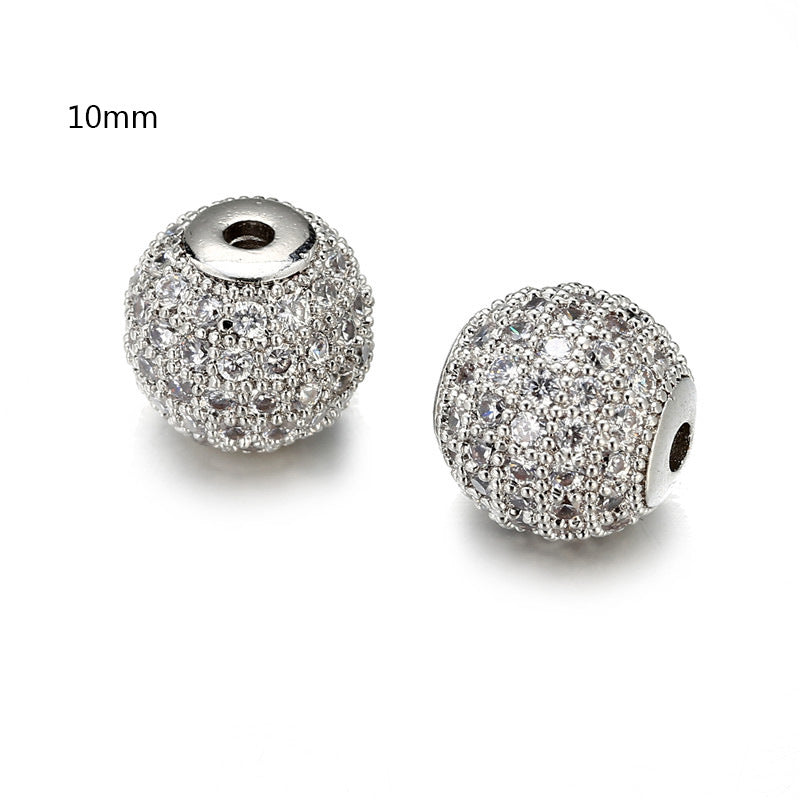 Brass Gold Plated Round Cubic Zirconia Ball Pendant Bead Charm
