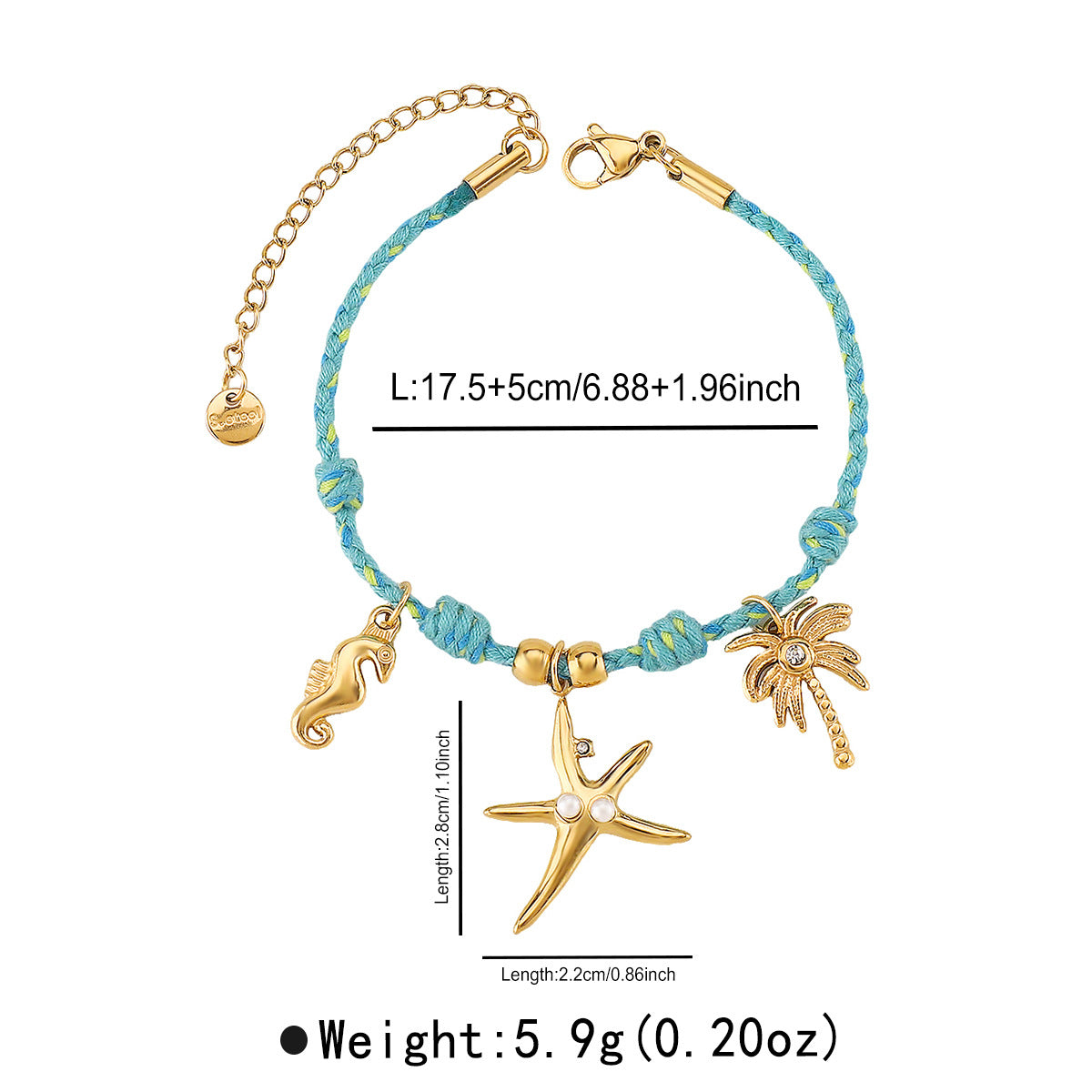 Collana con Pendente Stella Marina e Conchiglia Stile Naturale da Donna, in Acciaio Inox con Finitura Placcata Oro 14K su Catena a Cordino