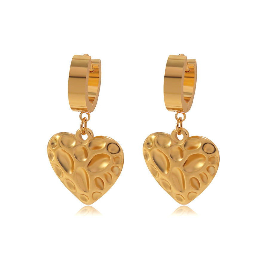 Orecchini da donna in acciaio inossidabile lucidato a forma di cuore vintage