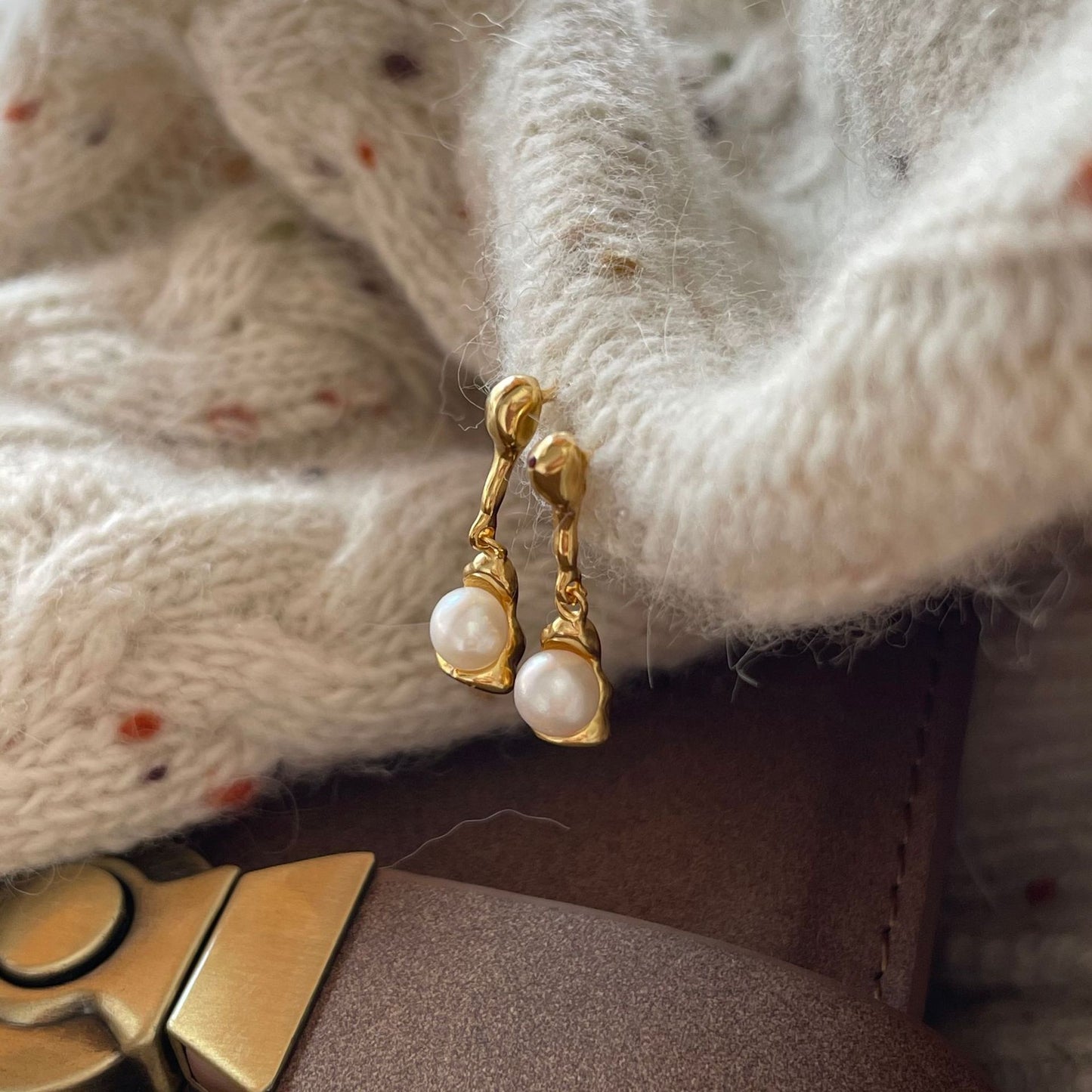 Orecchini a perno da donna a forma di goccia minimalista in argento sterling 925 con design a elemento naturale