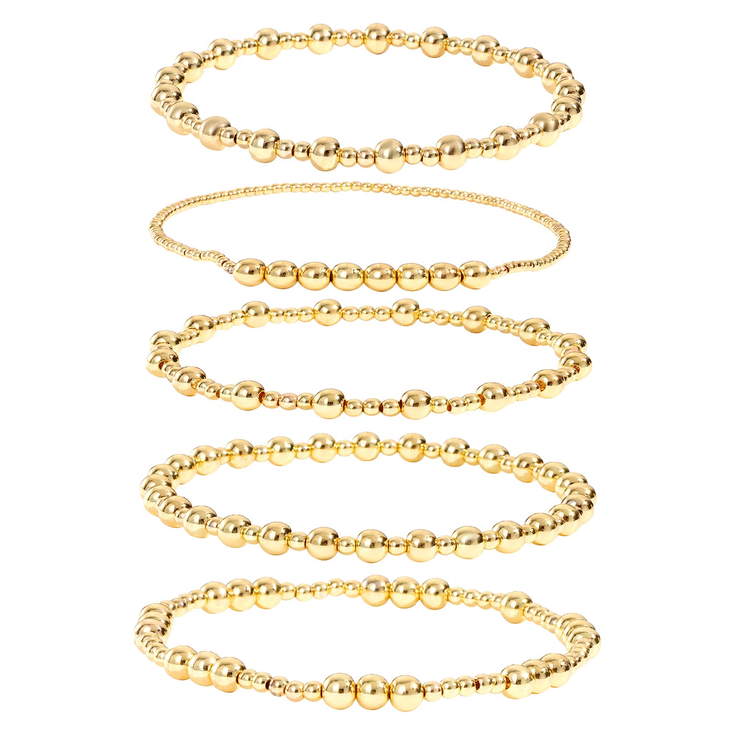 Bohemian 18K Gold Plated Geometric Copper Bead Stretch Bracelet for Women