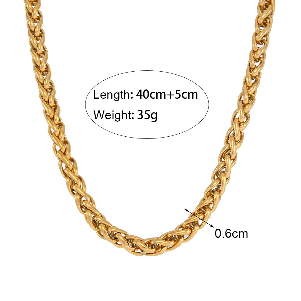 Collana con pendente geometrico vintage alla moda in acciaio inossidabile con placcatura in oro su catena a maglie da 6 mm da donna