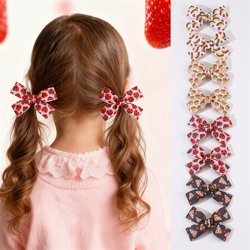 Natural Style Bow-Shaped Polyester Hair Clip for Girls with Ruffled and Mesh Details, Duckbill Clip Design