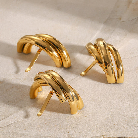 Geometric Stainless Steel Hair Comb with Plated Finish for Styling and Updos, Natural Style Hair Accessory
