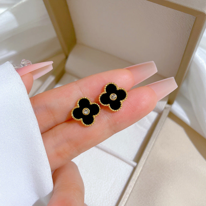 Minimalist Sweet Geometric Titanium Steel Plated Stud Earrings
