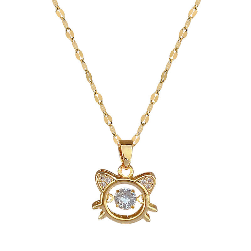 Collana con ciondolo geometrico di lusso con strass per donna e uomo in acciaio inossidabile