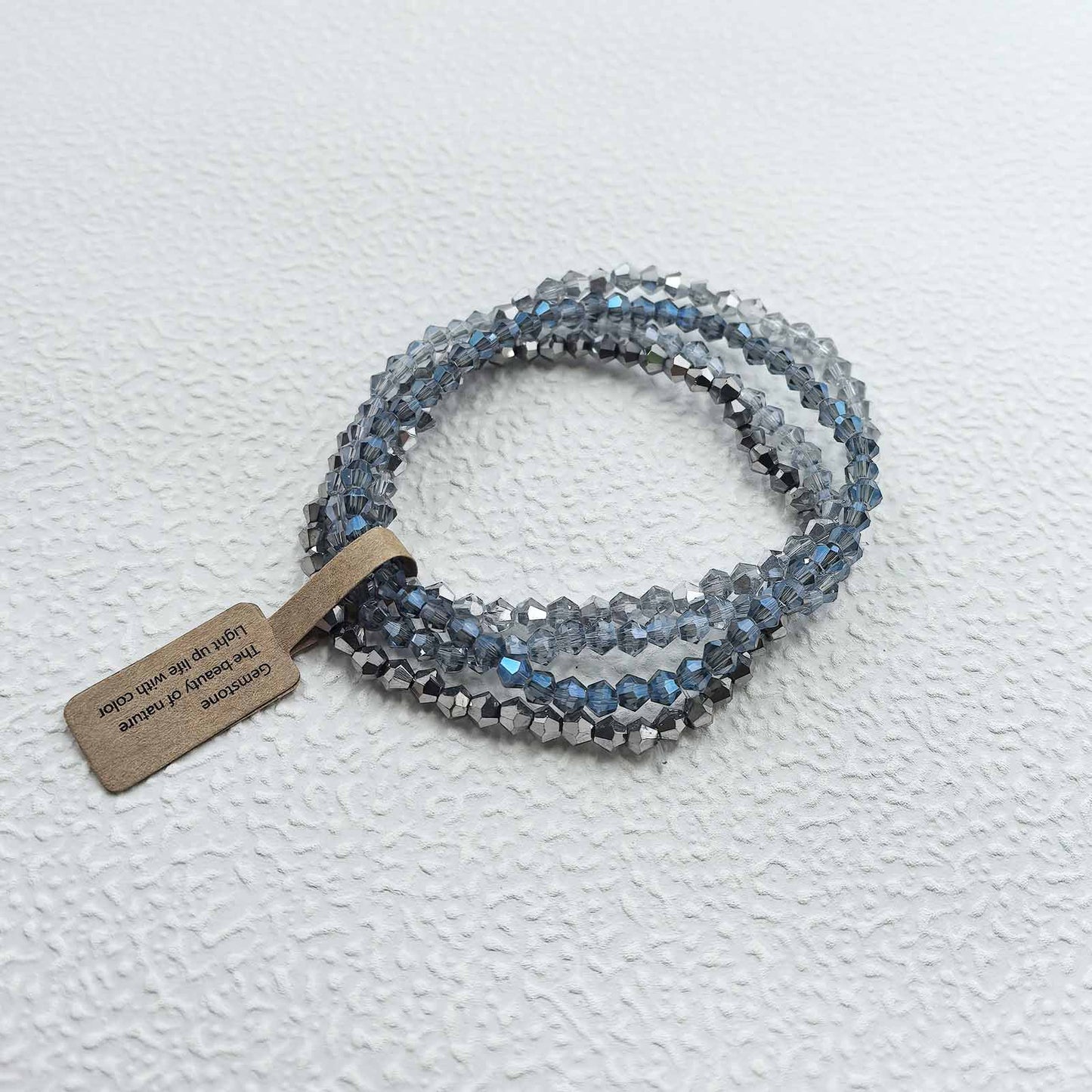 Casual Geometric Faceted Crystal Beaded Stretch Bracelet Set for Unisex