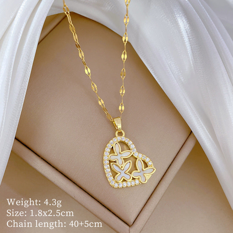 Collar de titanio con diamantes de imitación, cielo estrellado geométrico, para mujer, cadena de labios minimalista, estilo dulce