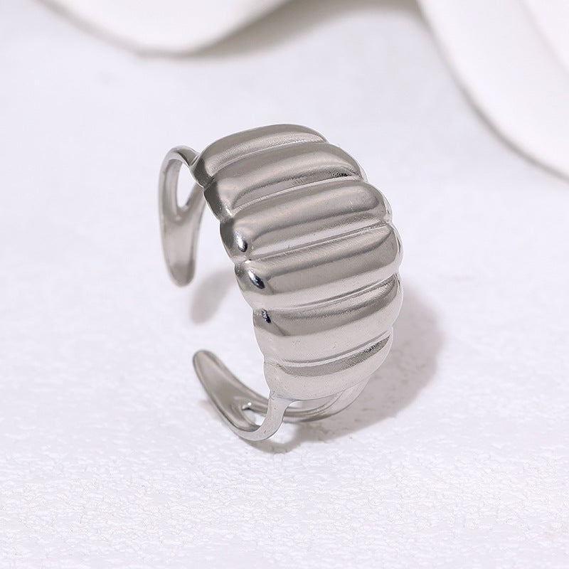 Minimalist 18K Gold Plated Stainless Steel Shell Open Ring for Women