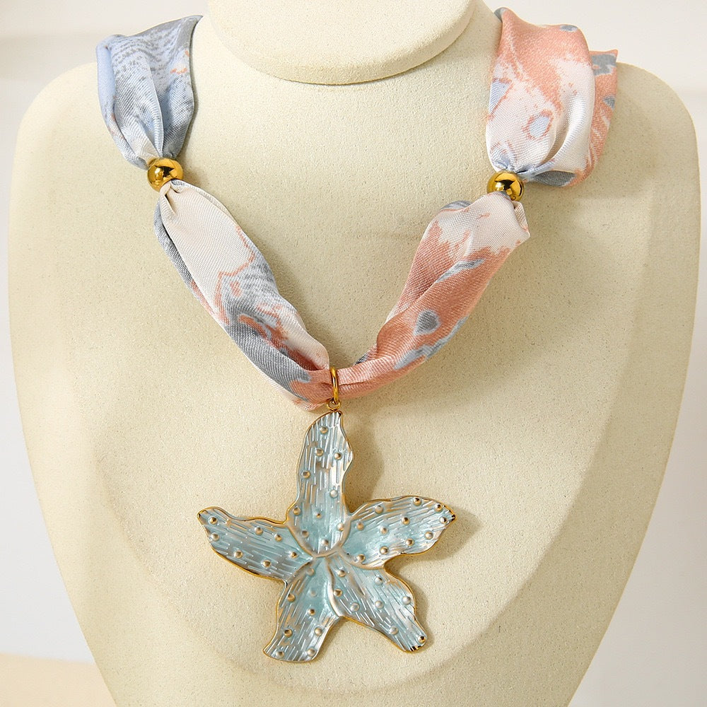 Collana Casual da Donna a Stella Marina Floreale Placcata in Acciaio Inossidabile