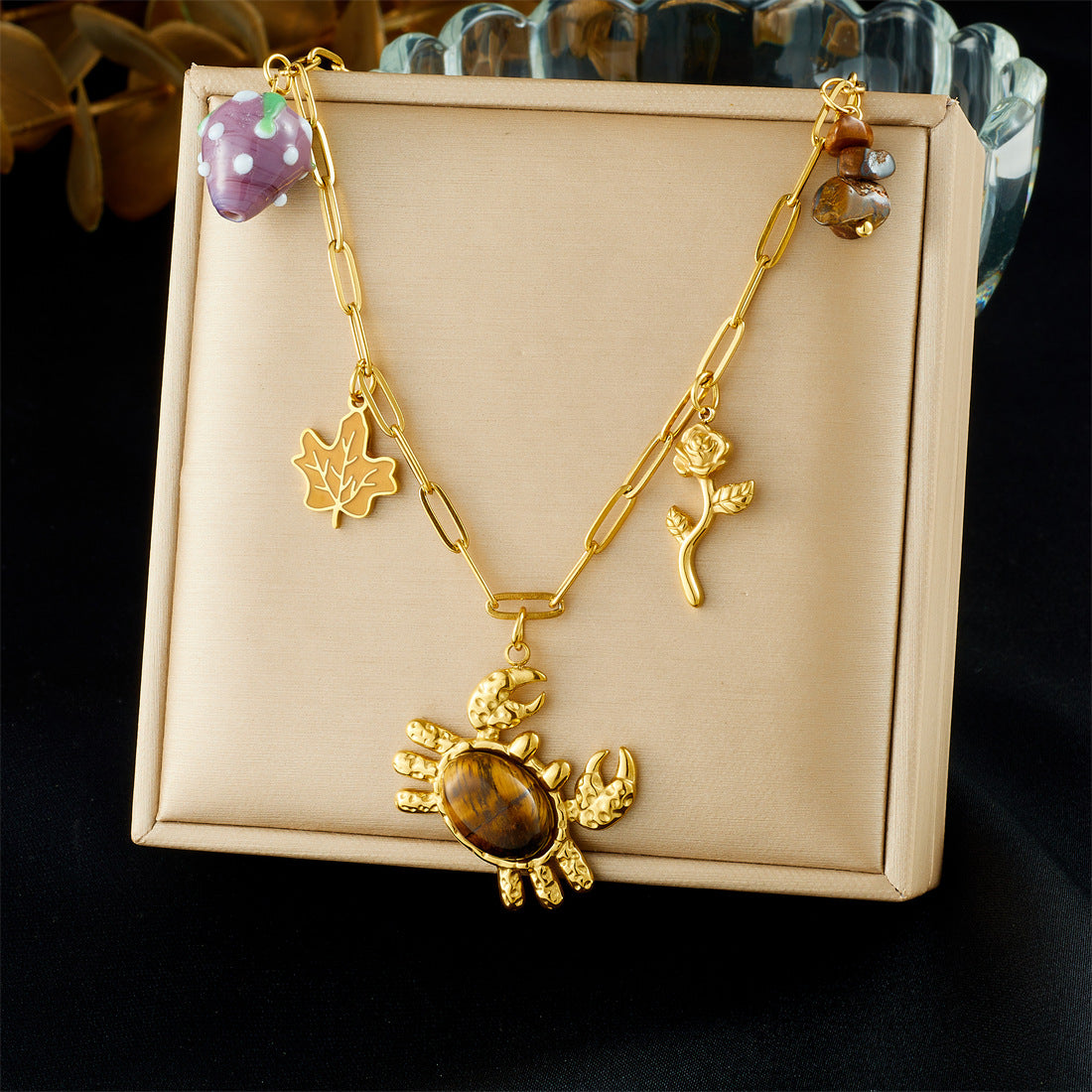 Sweet Gold Plated Stainless Steel Animal Pendant DIY Charm Bar for Women