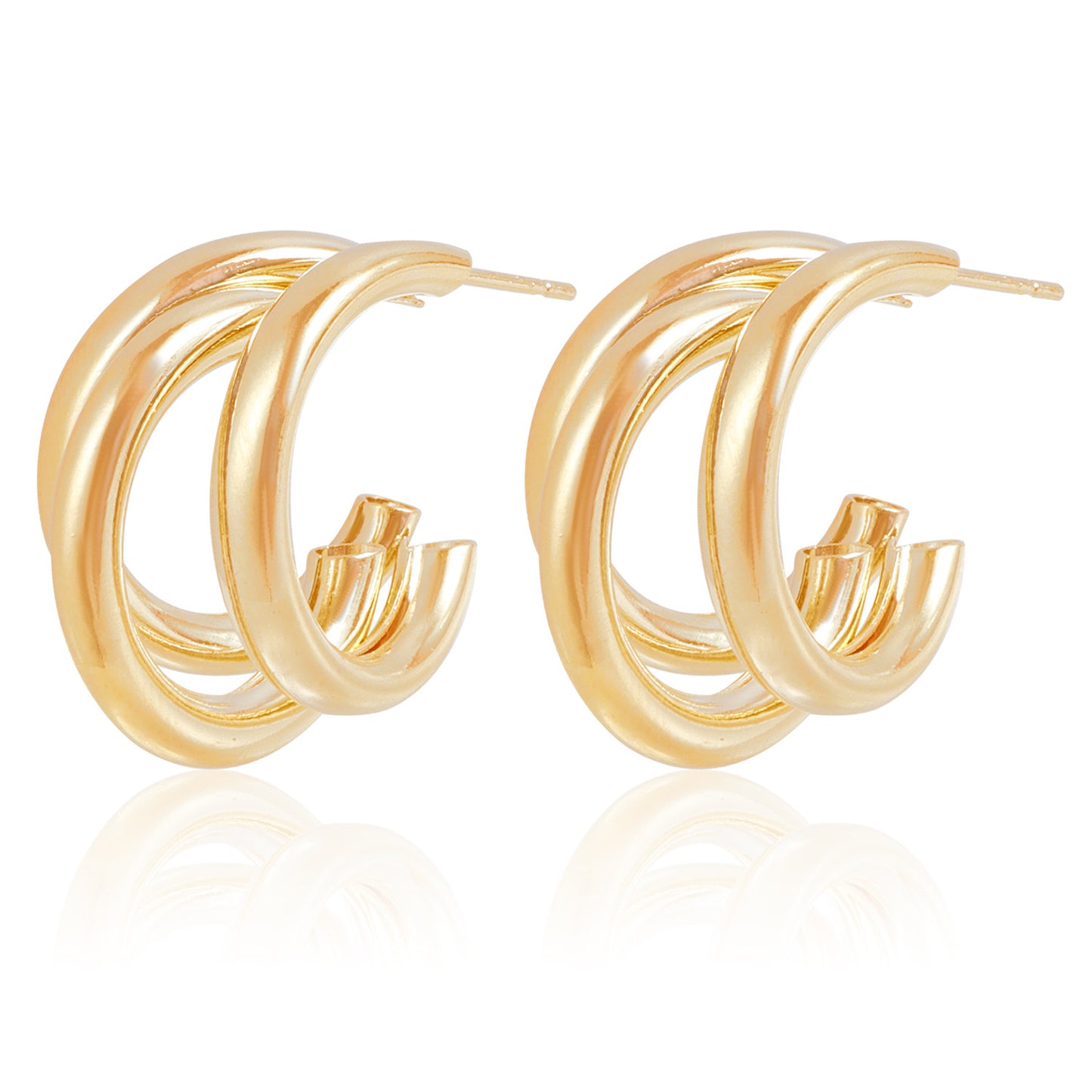 Pendientes de aro de metal en forma de U, minimalistas vintage para mujer con acabado chapado