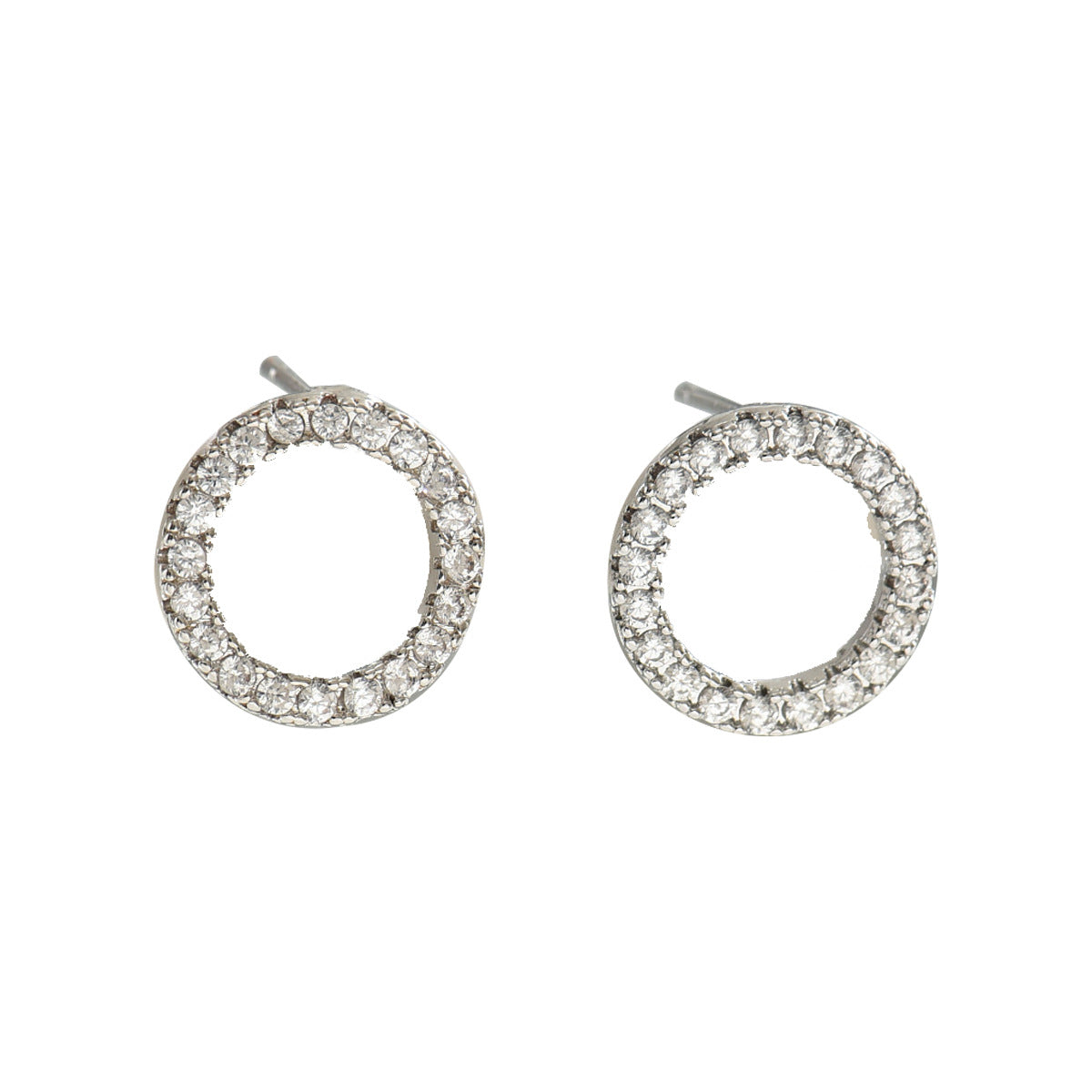 Dulces pendientes minimalistas geométricos para mujer con incrustaciones de circonita en base de cobre y postes de acero inoxidable