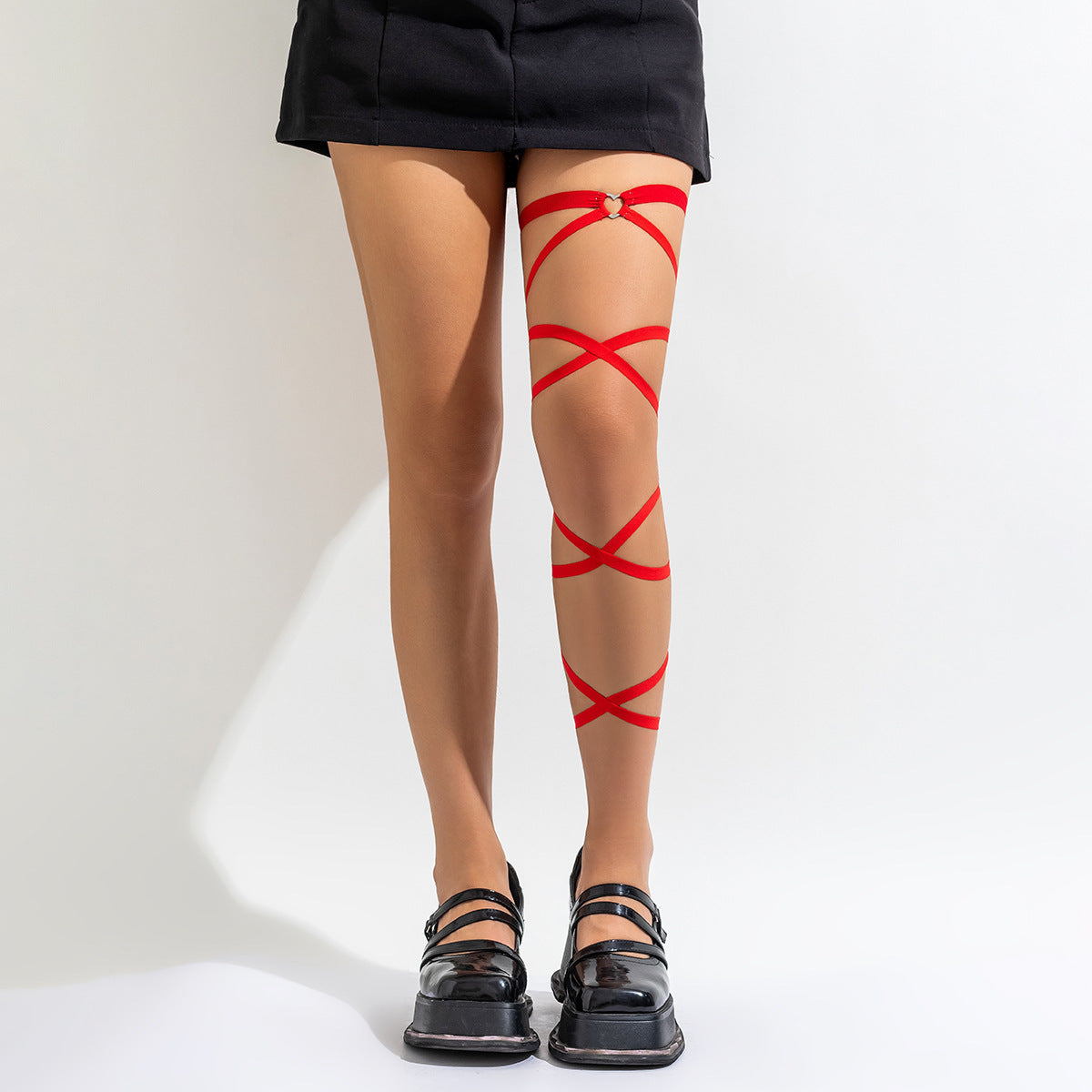 Sweet Streetwear Geometric Heart Elastic Leg Chain for Women