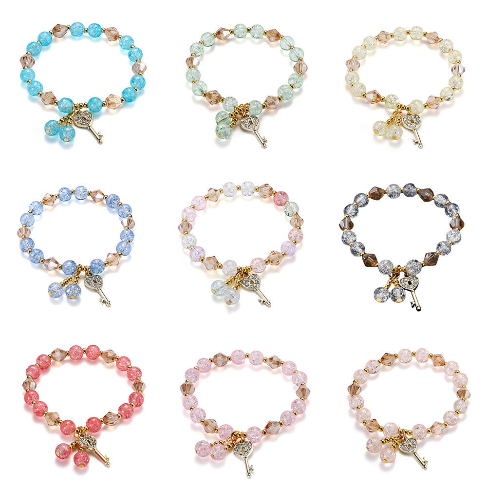 Geometric Key Crystal Glass Polished Bracelet for Women