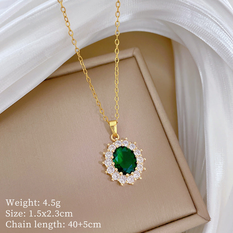 Geometric Style Titanium Steel Necklace with Copper Pendant Plated in Real Gold for Women and Men