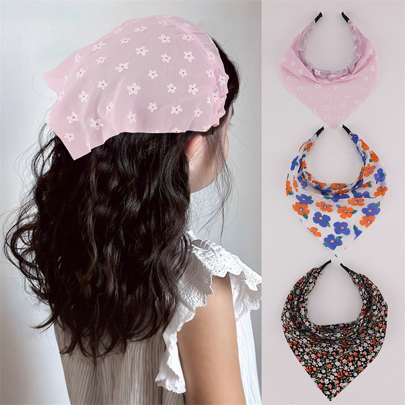 Fascia Larga Boho per Bambini con Stampa a Farfalla e Bordo in Pizzo in Tessuto Colori Caramella Accessorio per Capelli