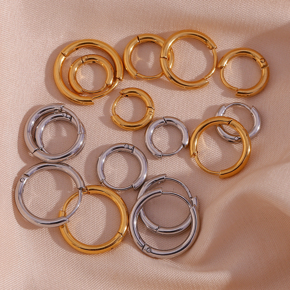Minimalist Geometric Stainless Steel Ear Cuffs with 18K Gold Plating for Women