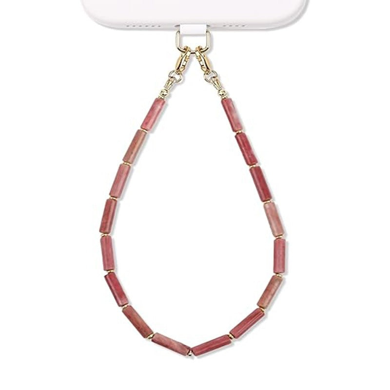 Bohemian Natural Amethyst Rectangle Crystal Beaded Phone Charm Strap
