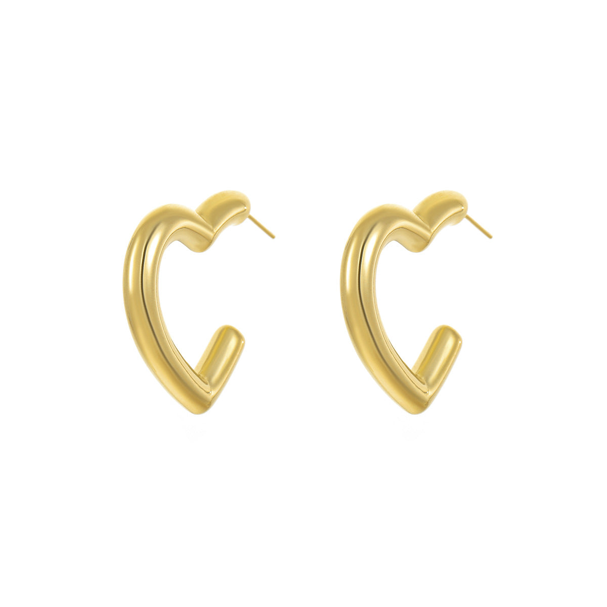 Pendientes de acero inoxidable con forma de estrella y corazón geométricos con baño de oro para mujer, elegantes para la oficina