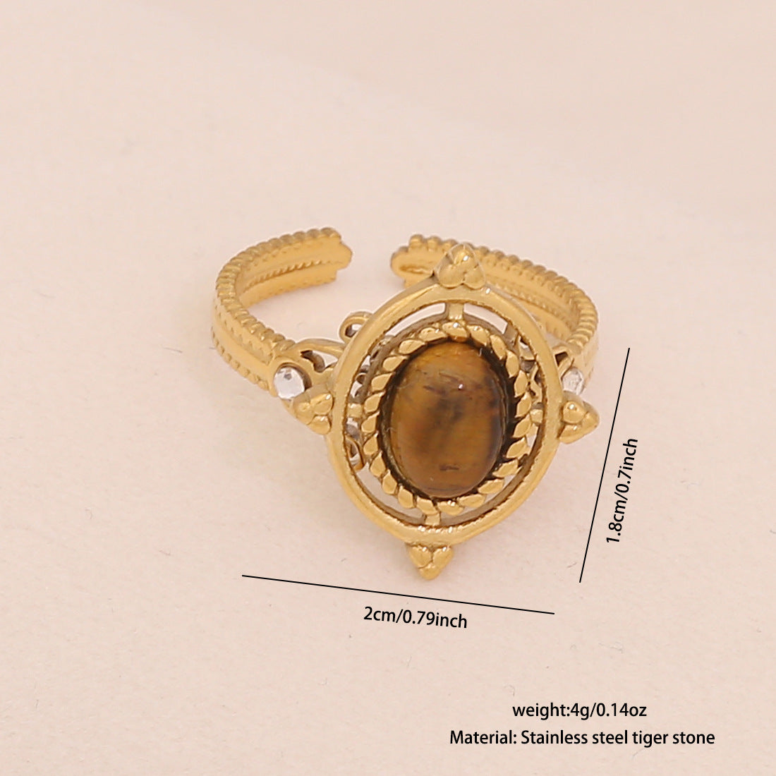 Anello da donna minimalista geometrico retrò in acciaio inossidabile con finitura placcata