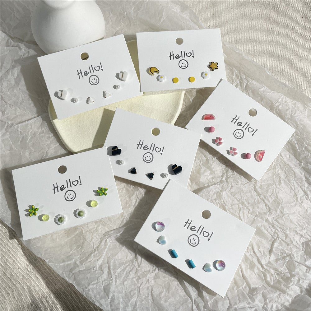 Cute Minimalist Heart Dog Paw Drip Oil Glass Earrings with 925 Sterling Silver Posts