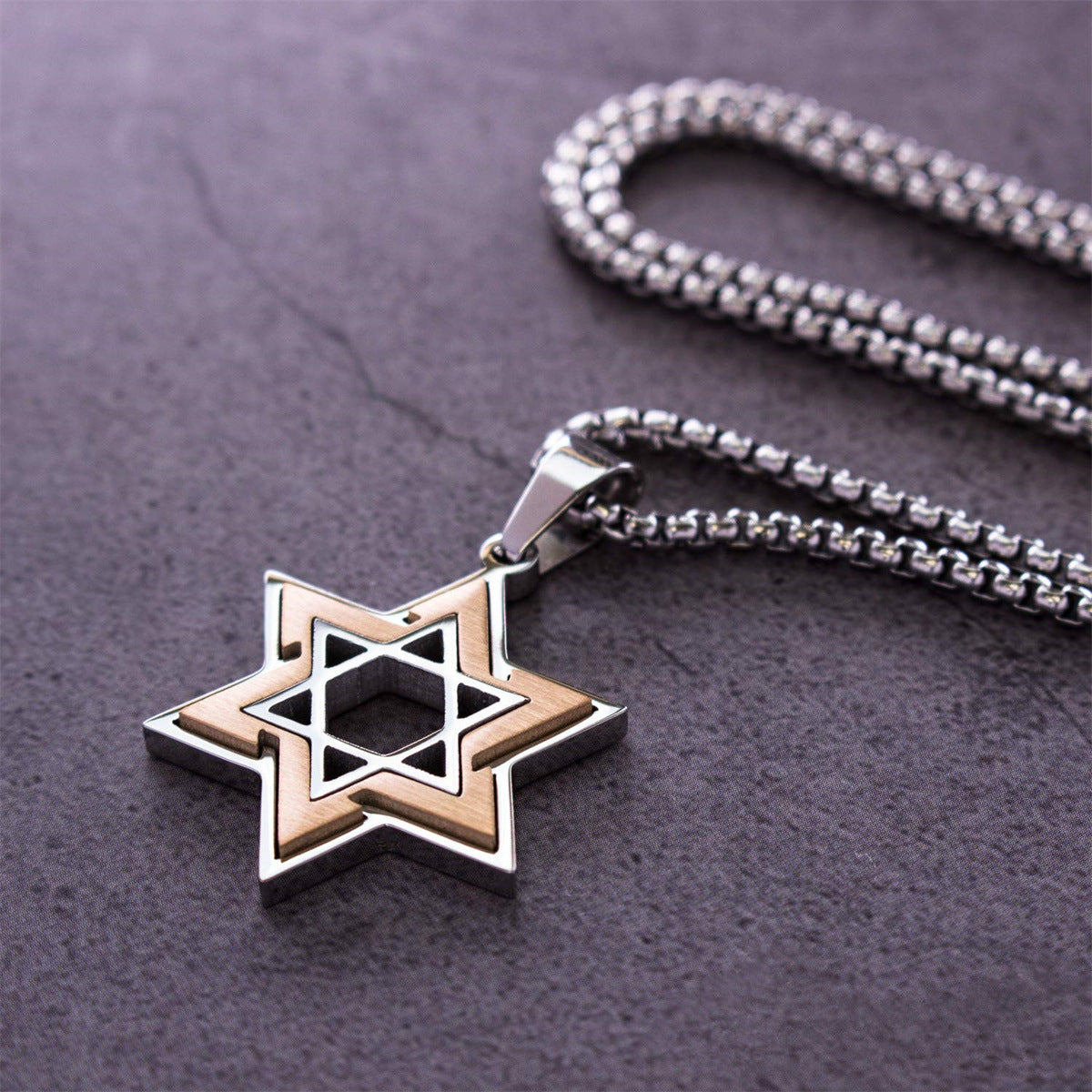 Minimalist Geometric Star Pendant Necklace in Stainless Steel and Titanium Steel with Polished Finish for Unisex Wear