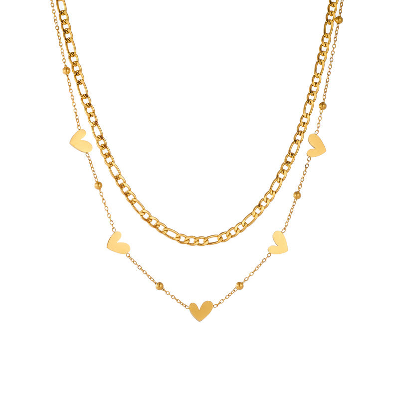 Fashion Minimalist Office Stainless Steel Plated Heart Pendant Necklace with Box Chain