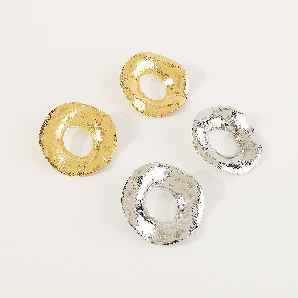 Pendientes de aro de aleación con forma geométrica y acabado chapado para mujer, estilo minimalista y moderno