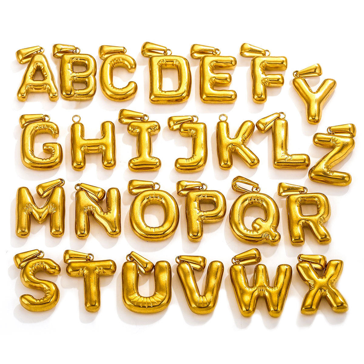 Collana con Pendente Rotondo Minimalista con Lettera per Donna e Uomo Acciaio Inossidabile con Placcatura in Oro 18K Design Geometrico Lucidato Ispirato ai Palloncini