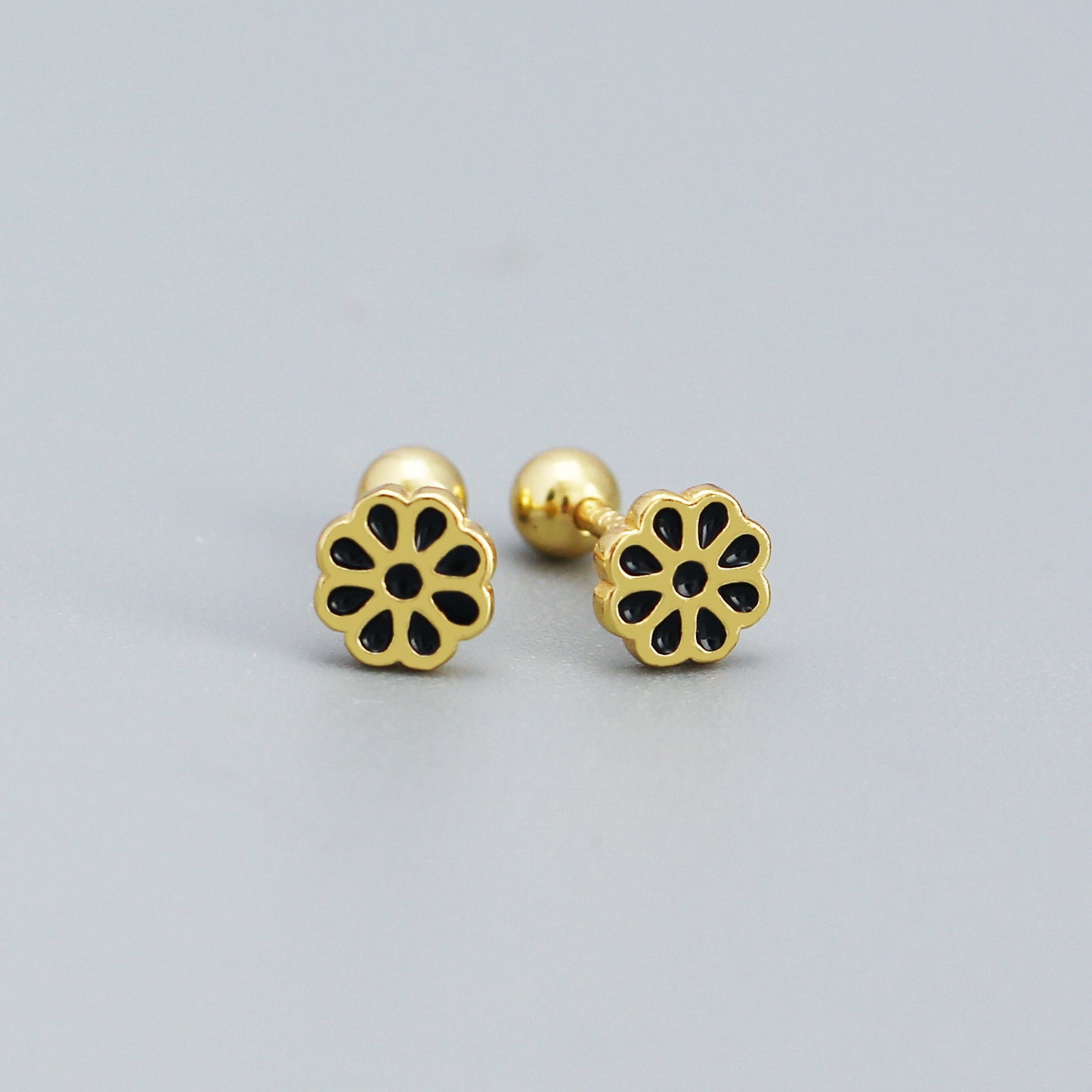 Minimalist Floral Earrings for Women in 925 Sterling Silver with Enamel Flower Design