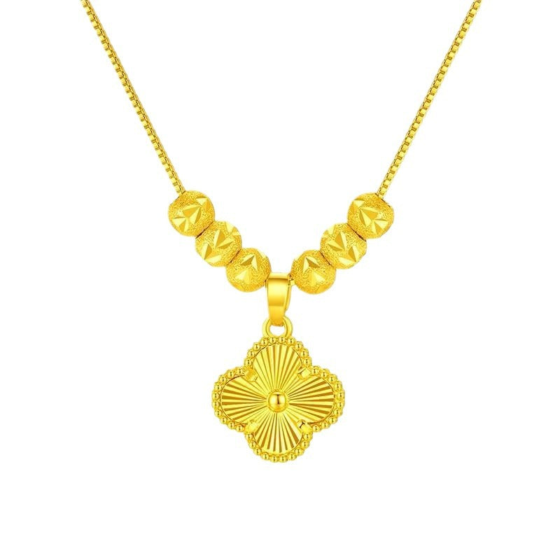 Collana da uomo con ciondolo a trifoglio dalla forma irregolare, design originale, in acciaio al titanio con finitura placcata